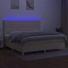 Lova su spyruoklėmis/čiužiniu/LED, kreminė, 200x200 cm, audinys