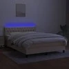 Lova su spyruoklėmis/čiužiniu/LED, kreminė, 140x200 cm, audinys