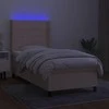 Lova su spyruoklėmis/čiužiniu/LED, kreminė, 100x200 cm, audinys