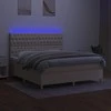 Lova su spyruoklėmis/čiužiniu/LED, kreminė, 160x200 cm, audinys