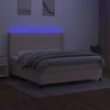 Lova su spyruoklėmis/čiužiniu/LED, kreminė, 180x200 cm, audinys