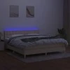 Lova su spyruoklėmis/čiužiniu/LED, kreminė, 160x200 cm, audinys