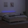 Lova su spyruoklėmis/čiužiniu/LED, kreminė, 180x200 cm, audinys