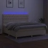 Lova su spyruoklėmis/čiužiniu/LED, kreminė, 200x200 cm, audinys