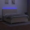 Lova su spyruoklėmis/čiužiniu/LED, kreminė, 160x200 cm, audinys