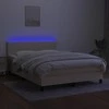 Lova su spyruoklėmis/čiužiniu/LED, kreminė, 140x190 cm, audinys