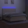 Lova su spyruoklėmis/čiužiniu/LED, kreminė, 160x200 cm, audinys