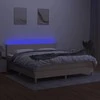 Lova su spyruoklėmis/čiužiniu/LED, kreminė, 160x200 cm, audinys