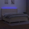 Lova su spyruoklėmis/čiužiniu/LED, kreminė, 200x200 cm, audinys
