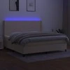 Lova su spyruoklėmis/čiužiniu/LED, kreminė, 200x200 cm, audinys