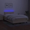 Lova su spyruoklėmis/čiužiniu/LED, kreminė, 120x200cm, audinys