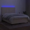 Lova su spyruoklėmis/čiužiniu/LED, kreminė, 140x190 cm, audinys
