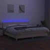 Lova su spyruoklėmis/čiužiniu/LED, kreminė, 200x200 cm, audinys
