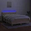 Lova su spyruoklėmis/čiužiniu/LED, kreminė, 140x190 cm, audinys