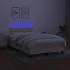 Lova su spyruoklėmis/čiužiniu/LED, kreminė, 120x200cm, audinys