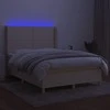 Lova su spyruoklėmis/čiužiniu/LED, kreminė, 140x190 cm, audinys