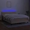 Lova su spyruoklėmis/čiužiniu/LED, kreminė, 140x200 cm, audinys