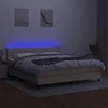 Lova su spyruoklėmis/čiužiniu/LED, kreminė, 160x200 cm, audinys