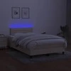 Lova su spyruoklėmis/čiužiniu/LED, kreminė, 120x200cm, audinys