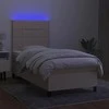Lova su spyruoklėmis/čiužiniu/LED, kreminė, 80x200cm, audinys