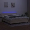 Lova su spyruoklėmis/čiužiniu/LED, kreminė, 160x200 cm, audinys