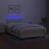 Lova su spyruoklėmis/čiužiniu/LED, kreminė, 120x200cm, audinys