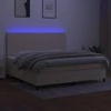 Lova su spyruoklėmis/čiužiniu/LED, kreminė, 200x200 cm, audinys