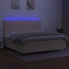 Lova su spyruoklėmis/čiužiniu/LED, kreminė, 200x200 cm, audinys