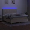 Lova su spyruoklėmis/čiužiniu/LED, kreminė, 160x200 cm, audinys