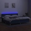 Lova su spyruoklėmis/čiužiniu/LED, mėlyna, 200x200 cm, audinys