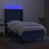 Lova su spyruoklėmis/čiužiniu/LED, mėlyna, 100x200 cm, audinys