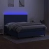 Lova su spyruoklėmis/čiužiniu/LED, mėlyna, 160x200 cm, audinys