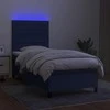 Lova su spyruoklėmis/čiužiniu/LED, mėlyna, 90x190 cm, audinys