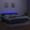 Lova su spyruoklėmis/čiužiniu/LED, mėlyna, 200x200 cm, audinys