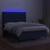 Lova su spyruoklėmis/čiužiniu/LED, mėlyna, 140x190 cm, audinys