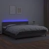 Lova su spyruoklėmis/čiužiniu/LED, pilka 200x200cm dirbtinė oda
