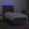 Lova su spyruoklėmis/čiužiniu/LED, pilka, 90x200 cm, audinys