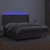Lova su spyruoklėmis/čiužiniu/LED, pilka 160x200cm dirbtinė oda