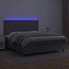 Lova su spyruoklėmis/čiužiniu/LED, pilka 180x200cm dirbtinė oda