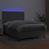 Lova su spyruoklėmis/čiužiniu/LED, pilka 140x190cm dirbtinė oda