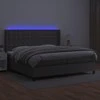 Lova su spyruoklėmis/čiužiniu/LED, pilka 200x200cm dirbtinė oda