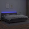 Lova su spyruoklėmis/čiužiniu/LED, pilka 200x200cm dirbtinė oda