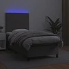 Lova su spyruoklėmis/čiužiniu/LED, pilka 100x200cm dirbtinė oda