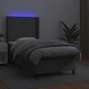 Lova su spyruoklėmis/čiužiniu/LED, pilka, 90x190cm dirbtinė oda