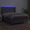 Lova su spyruoklėmis/čiužiniu/LED, pilka 140x190cm dirbtinė oda
