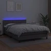 Lova su spyruoklėmis/čiužiniu/LED, pilka 140x190cm dirbtinė oda