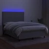 Lova su spyruoklėmis/čiužiniu/LED, pilka, 140x200 cm, audinys