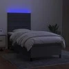 Lova su spyruoklėmis/čiužiniu/LED, pilka, 90x190 cm, audinys