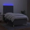 Lova su spyruoklėmis/čiužiniu/LED, pilka, 90x200 cm, audinys