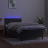 Lova su spyruoklėmis/čiužiniu/LED, pilka, 90x200cm, aksomas